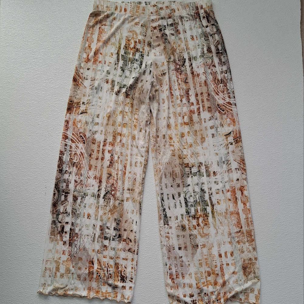 HAYSTACK Women's Lounge Pant Size Large Brown Creme Gold